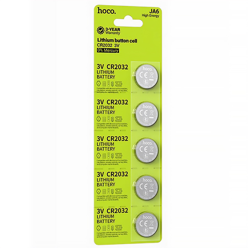 Батарейки Hoco JA6 (CR2032) Button 5 pcs, Silver 2, купить оптом с доставкой