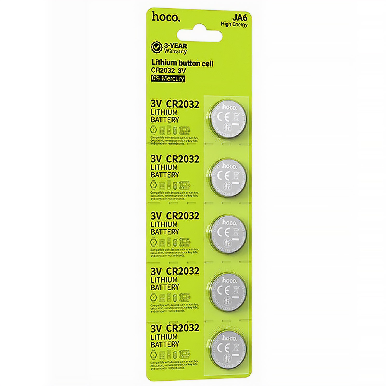Батарейки Hoco JA6 (CR2032) Button 5 pcs, Silver 2, купить оптом с доставкой