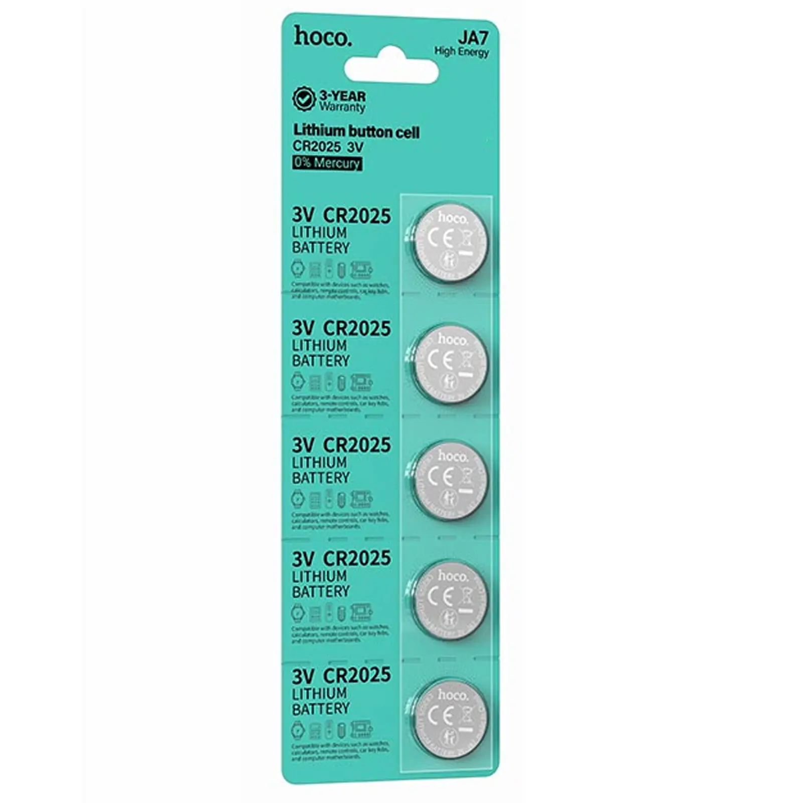 Батарейки Hoco JA7 (CR2025) Button 5 pcs, Silver 2, купить оптом с доставкой