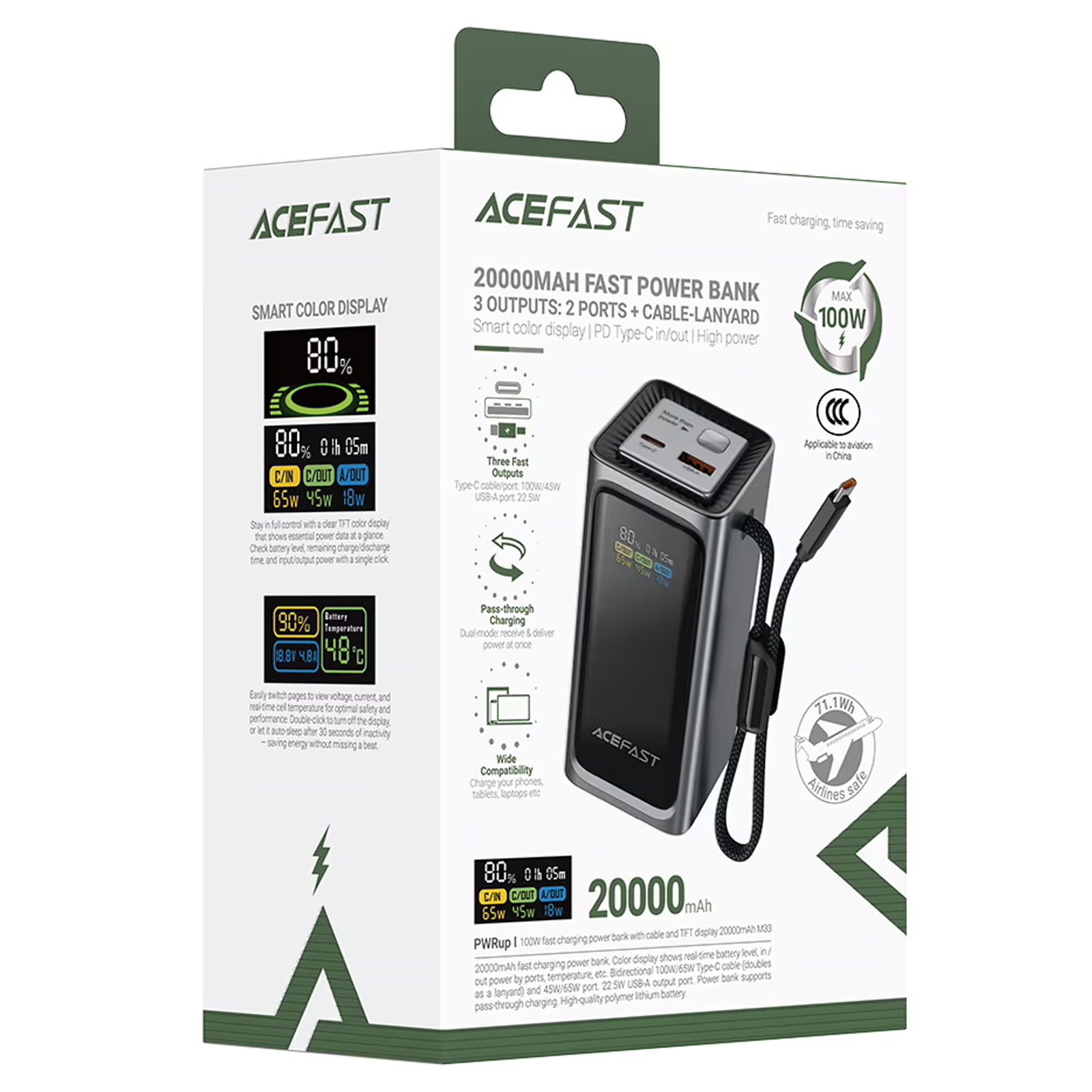 Портативное ЗУ Power Bank Acefast M33 100W 20000 mAh, Metal gray 3, купить оптом с доставкой