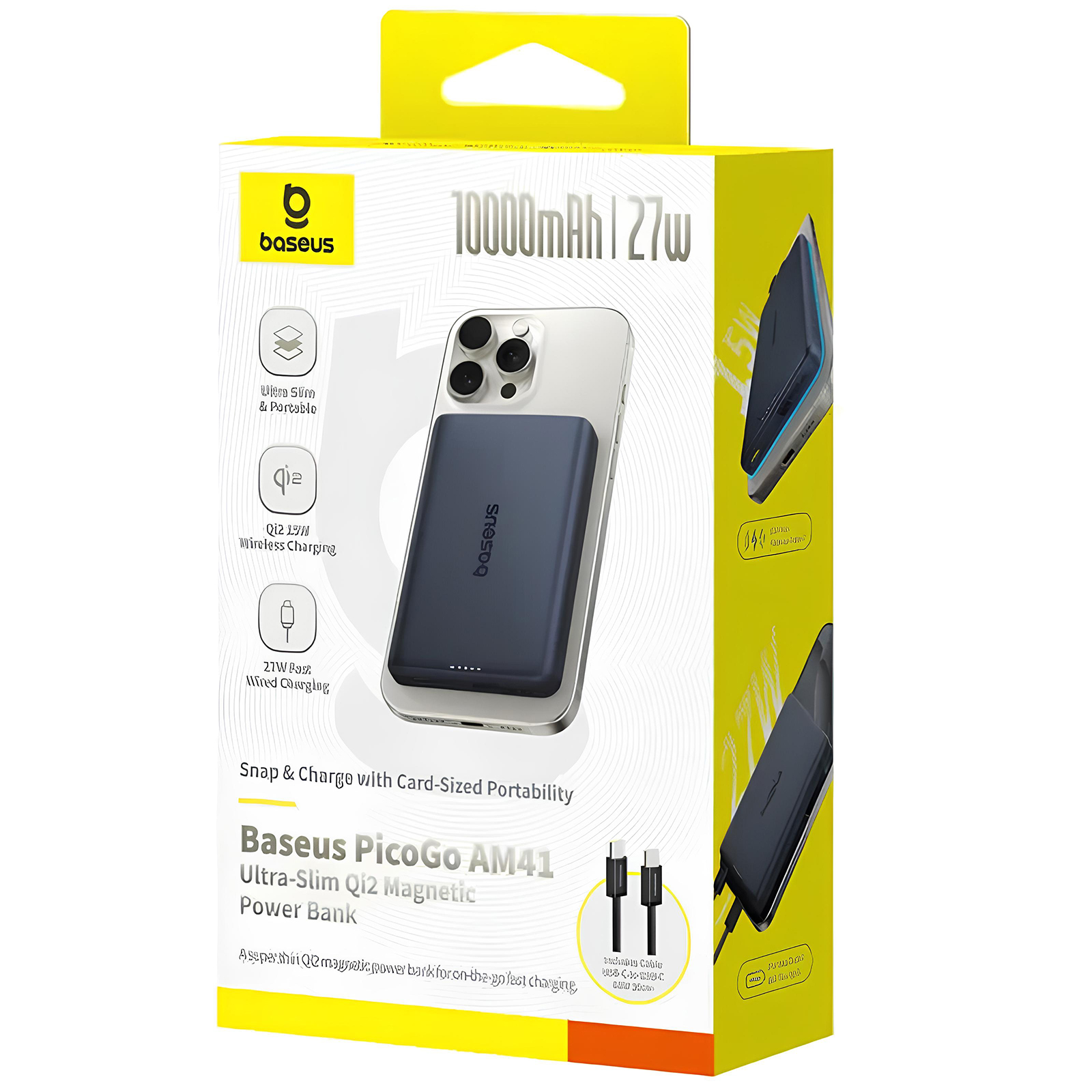 Портативний ЗП Power Bank Baseus PicoGo AM41 Ultra-Slim 27W c БЗП 10000 mAh (E0027200), Black 2, купити оптом з доставкою