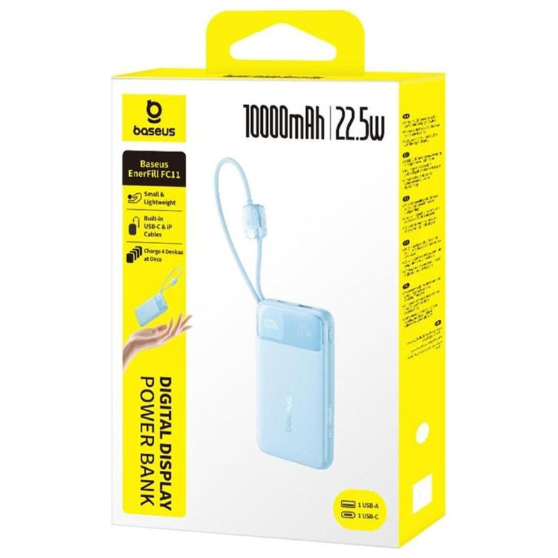 Портативний ЗП Power Bank Baseus EnerFill FC11 PD22.5W with cable 10000 mAh (2USB-C) (E0027R) на малюнкі №4