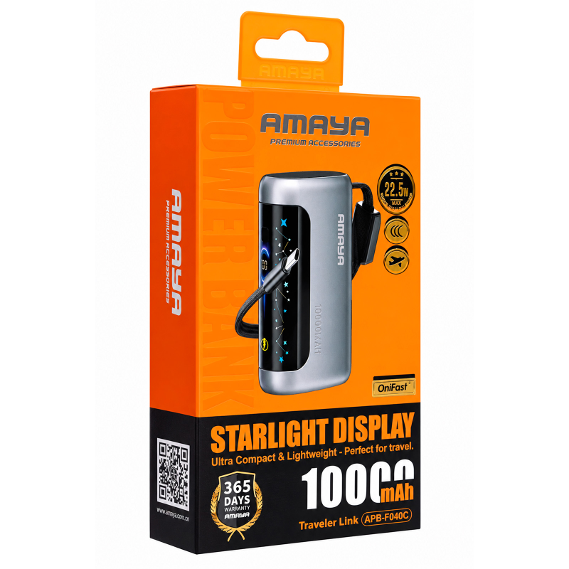 Уценка Портативное ЗУ Power Bank Amaya F040C PD22.5W with display and cable 10000 mAh, Поврежденная упаковка / Gun Grey 1, купить оптом с доставкой