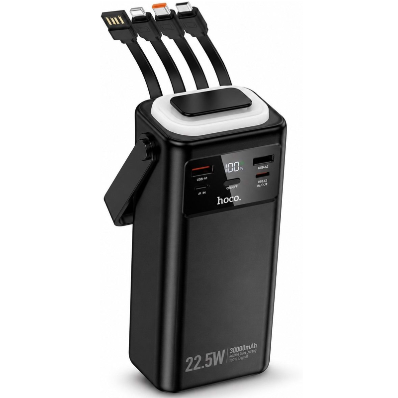 Портативное ЗУ Power Bank Hoco EJ65 High 22.5W+PD20W with cable 30000 mAh, Black 3, купить оптом с доставкой