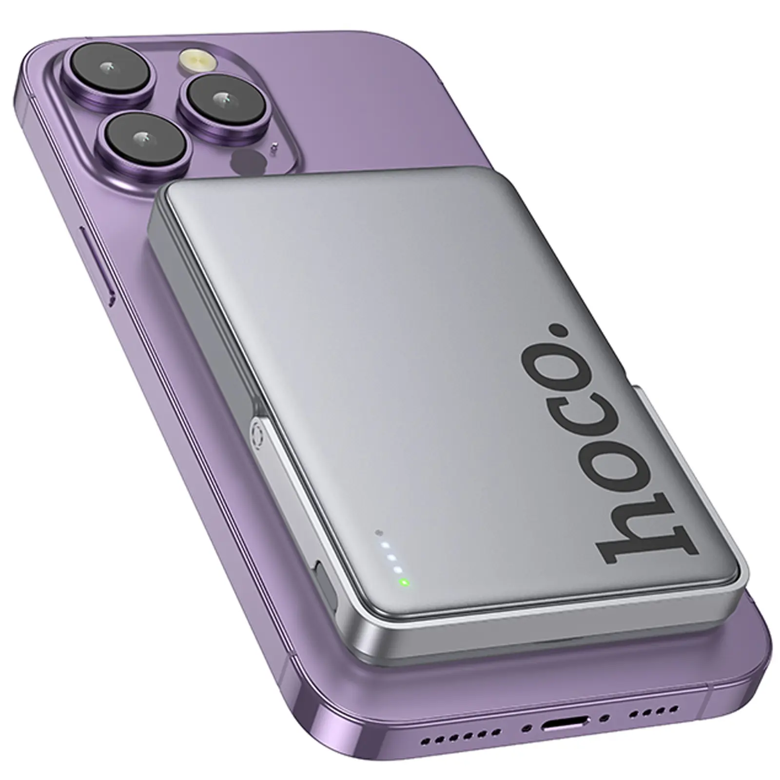 Портативное ЗУ Power Bank Hoco Q36 Sunlight magnetic suction+holder PD20W с БЗУ 5000 mAh, Metal grey 4, купить оптом с доставкой