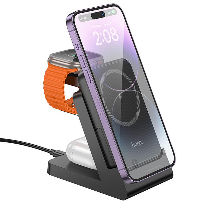 Портативний ЗП Power Bank + зарядная станция Hoco J149 Victory 3in1 magnetic з БЗП 5000 mAh на малюнкі №1