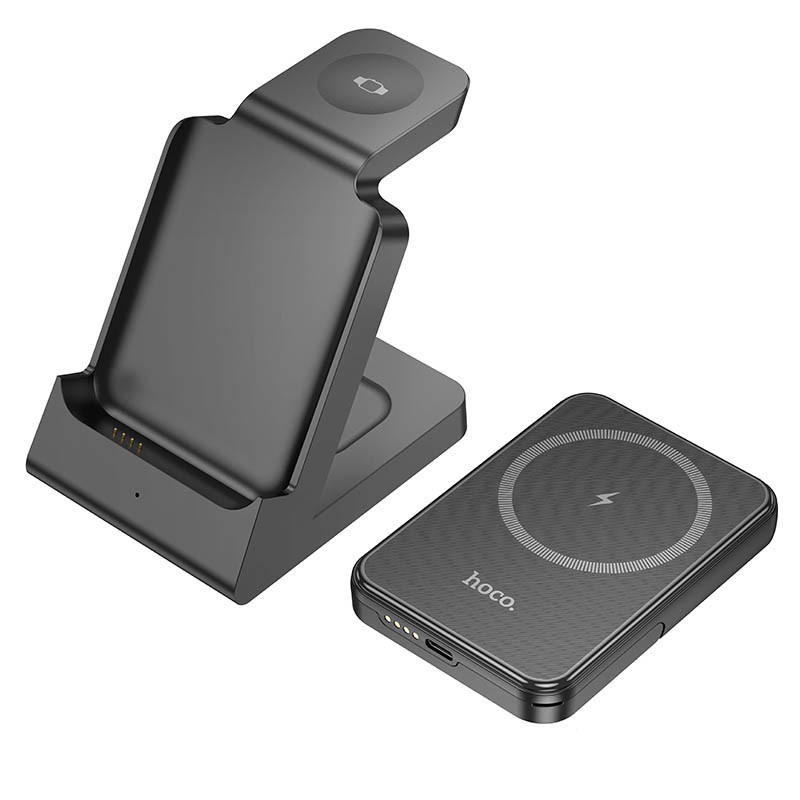 Портативний ЗП Power Bank + зарядная станция Hoco J149 Victory 3in1 magnetic з БЗП 5000 mAh на малюнкі №3