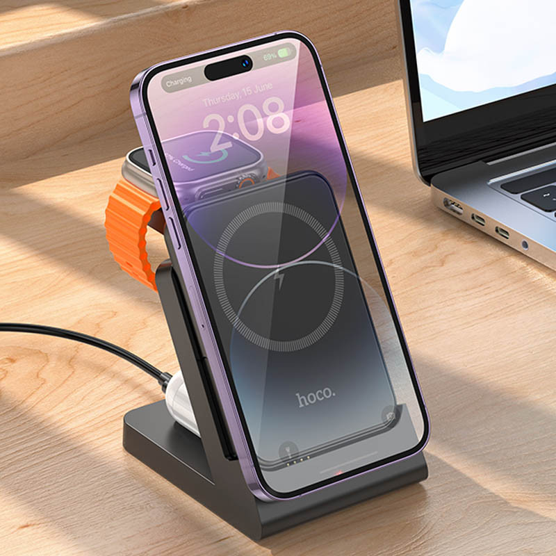 Портативний ЗП Power Bank + зарядная станция Hoco J149 Victory 3in1 magnetic з БЗП 5000 mAh на малюнкі №5