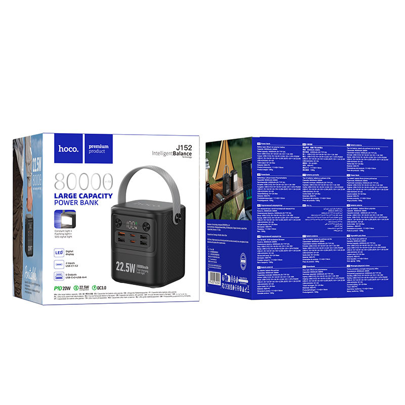 Портативное ЗУ Power Bank Hoco J152 Tough 22.5W+PD20W 80000 mAh на картинке №2