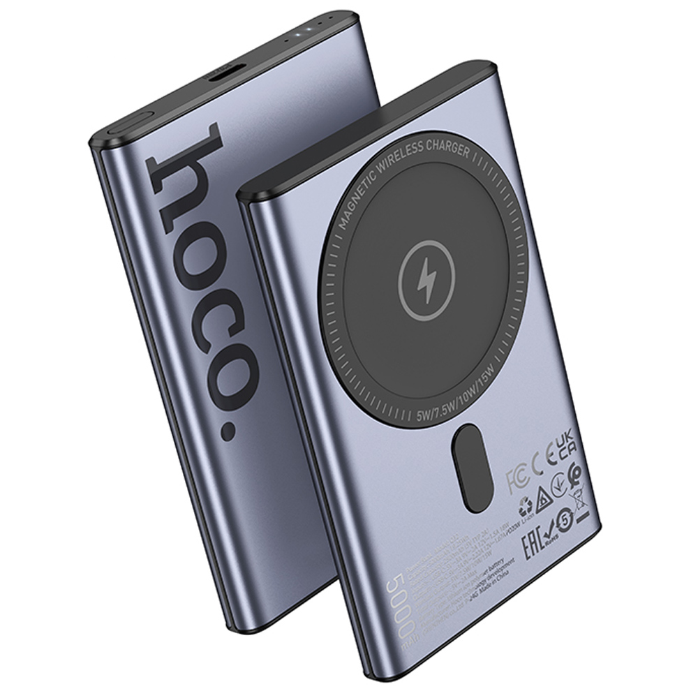 Портативное ЗУ Power Bank Hoco Q32 Bird PD20W с БЗУ 5000 mAh, Metal gray, купить оптом с доставкой