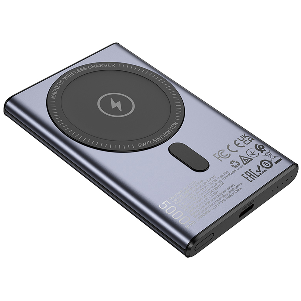 Портативное ЗУ Power Bank Hoco Q32 Bird PD20W с БЗУ 5000 mAh, Metal gray 2, купить оптом с доставкой