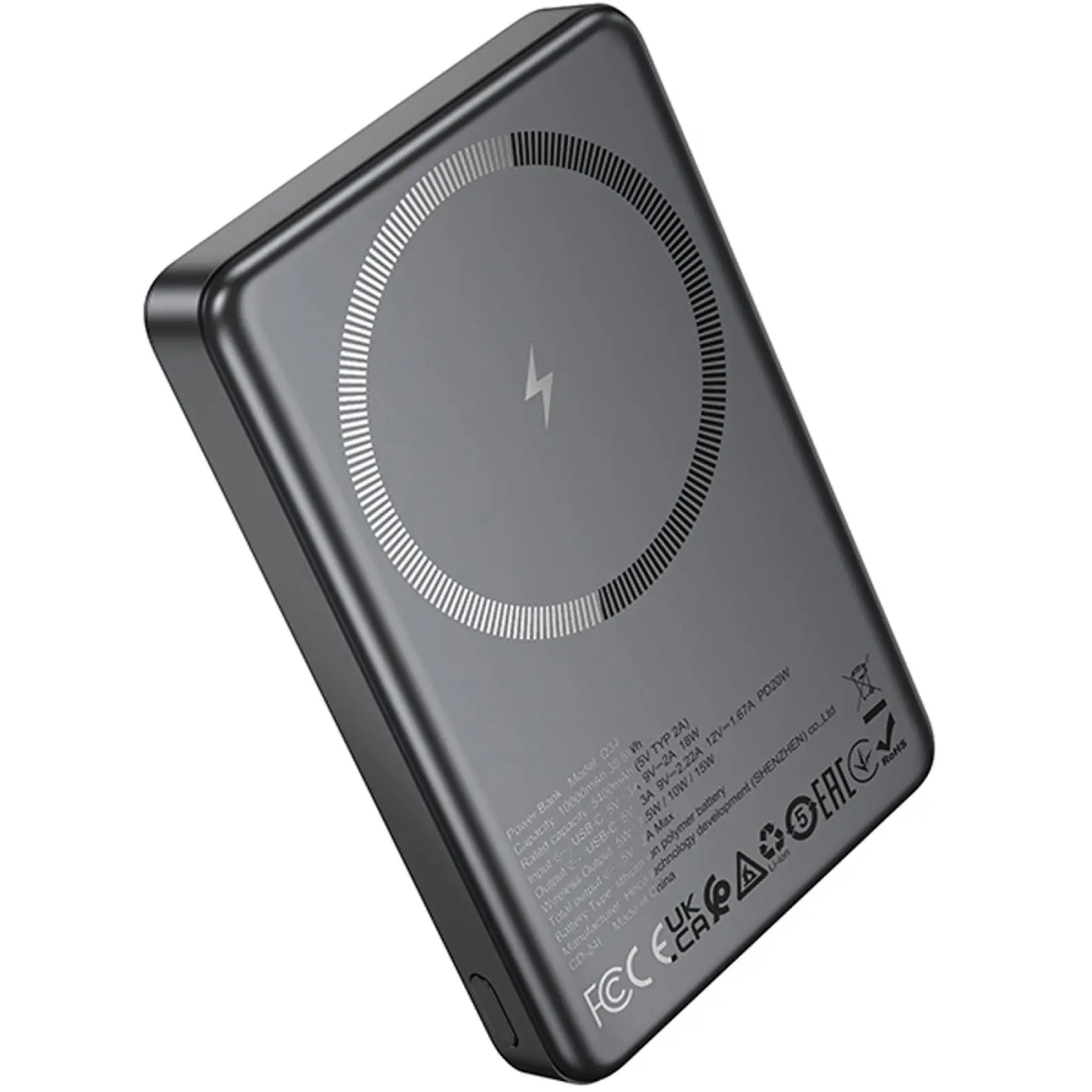 Портативное ЗУ Power Bank Hoco Q34 Clever PD20W с БЗУ 10000 mAh, Metal gray 2, купить оптом с доставкой