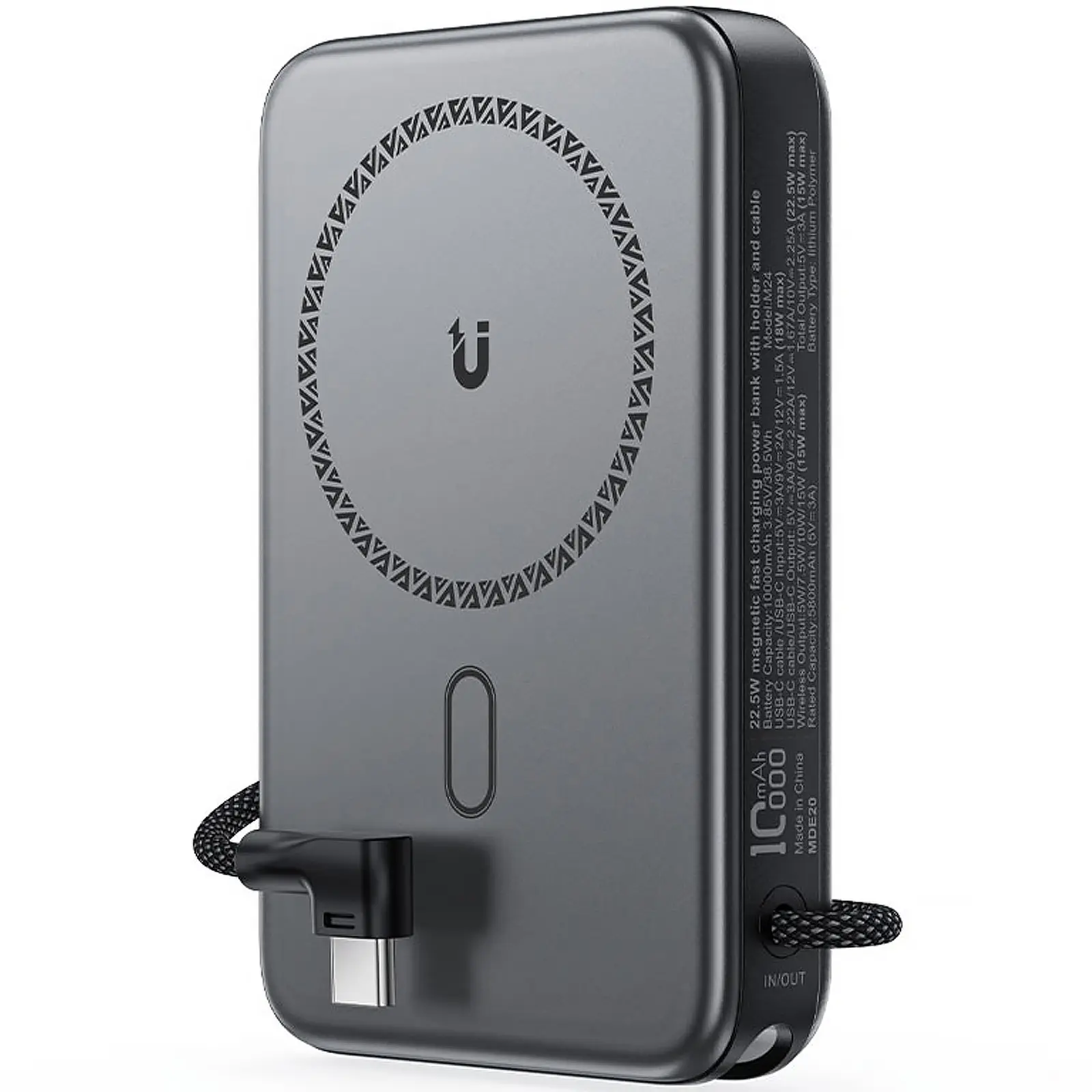Портативное ЗУ Power Bank Acefast M24 22.5W с БЗУ 10000 mAh, Metal gray, купить оптом с доставкой