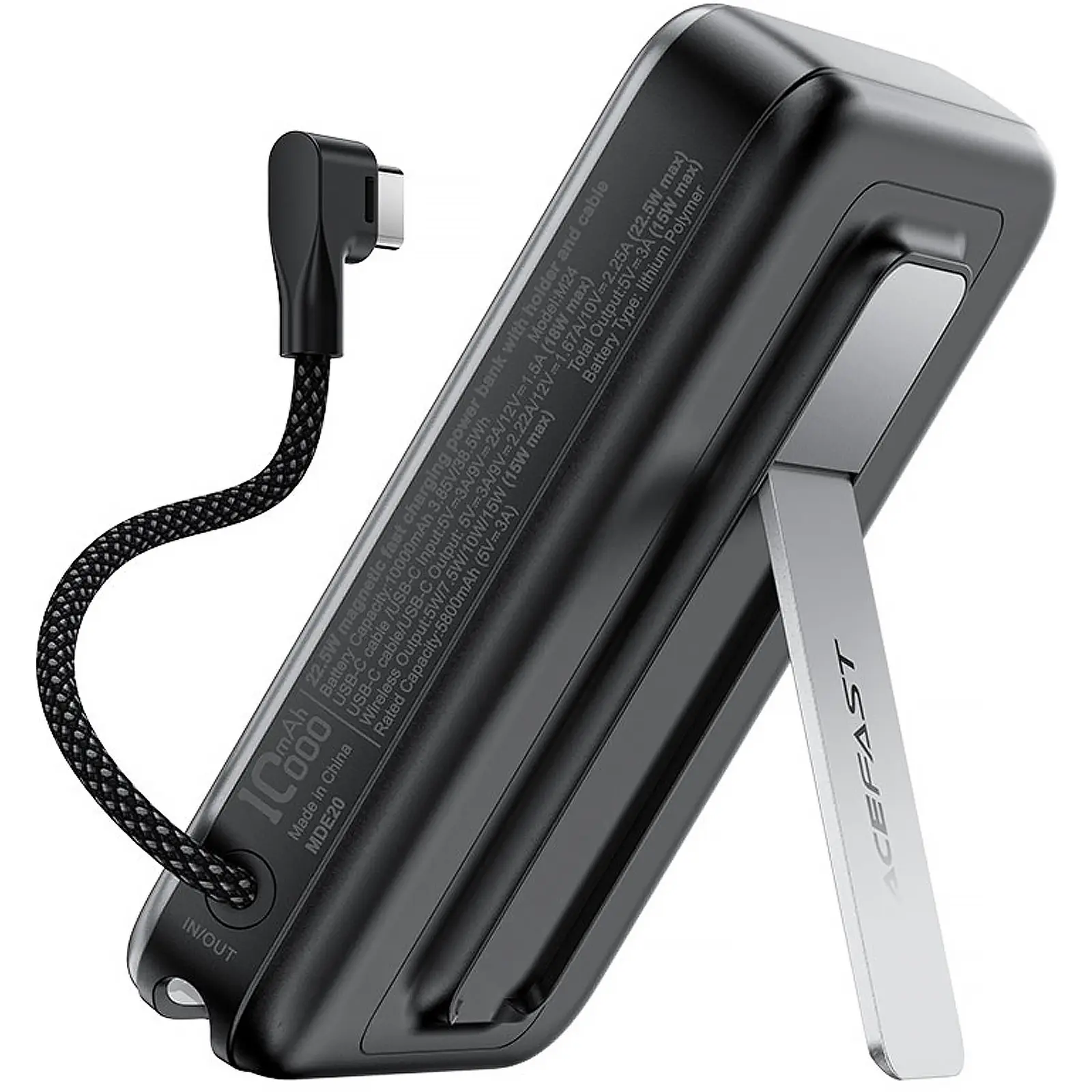 Портативное ЗУ Power Bank Acefast M24 22.5W с БЗУ 10000 mAh, Metal gray 1, купить оптом с доставкой
