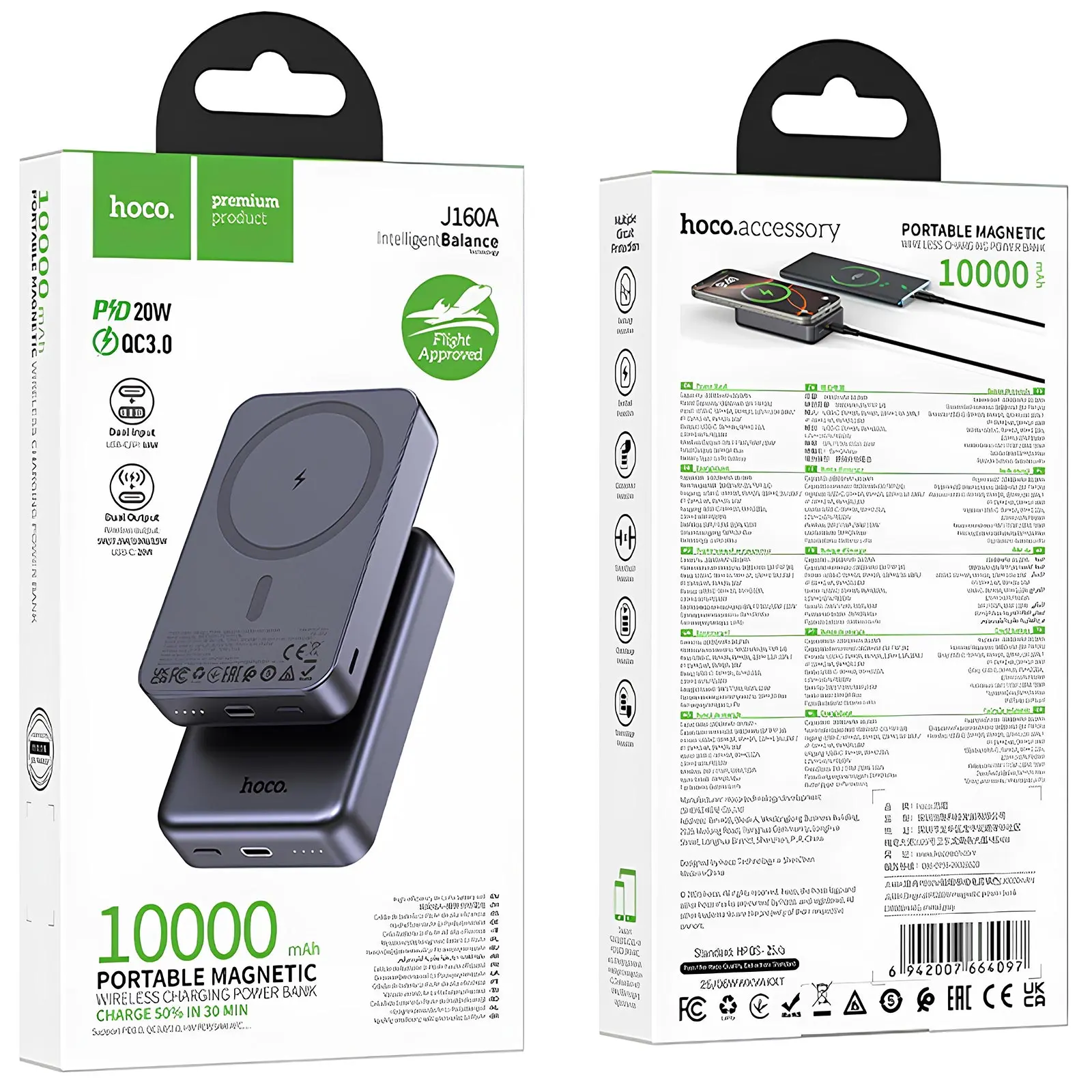 Портативний ЗП Power Bank Hoco J160A Original PD20W з БЗП 10000 mAh, Metal gray 1, купити оптом з доставкою