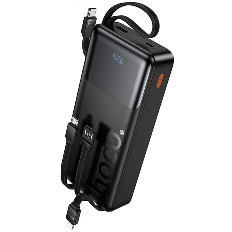 Портативний ЗП Power Bank Hoco J156A Founder 22.5W+PD20W with 4 cables 20000 mAh, Black, купити оптом з доставкою