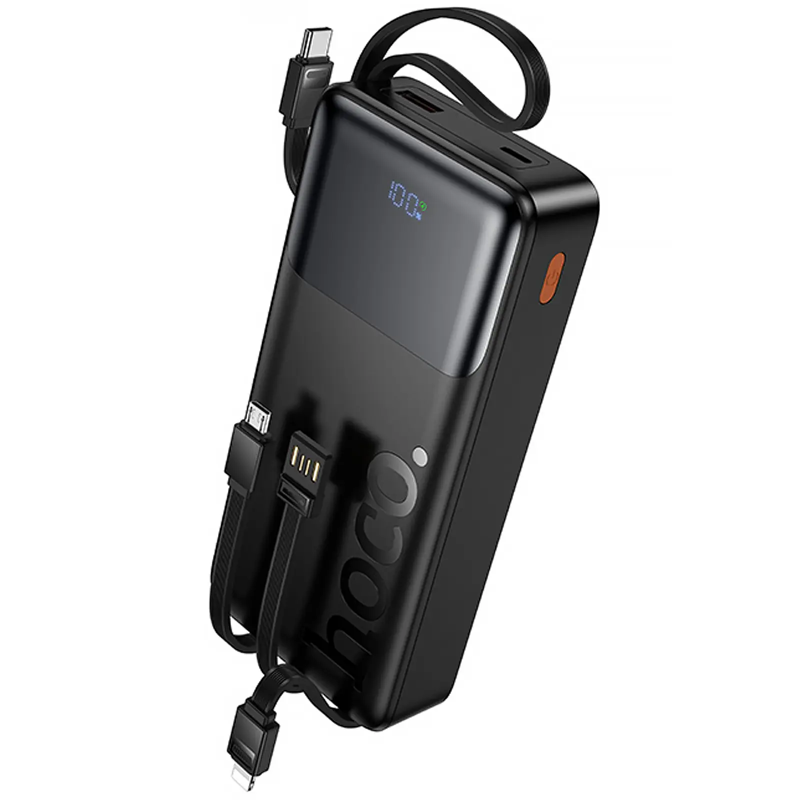 Портативний ЗП Power Bank Hoco J156A Founder 22.5W+PD20W with 4 cables 20000 mAh, Black, купити оптом з доставкою