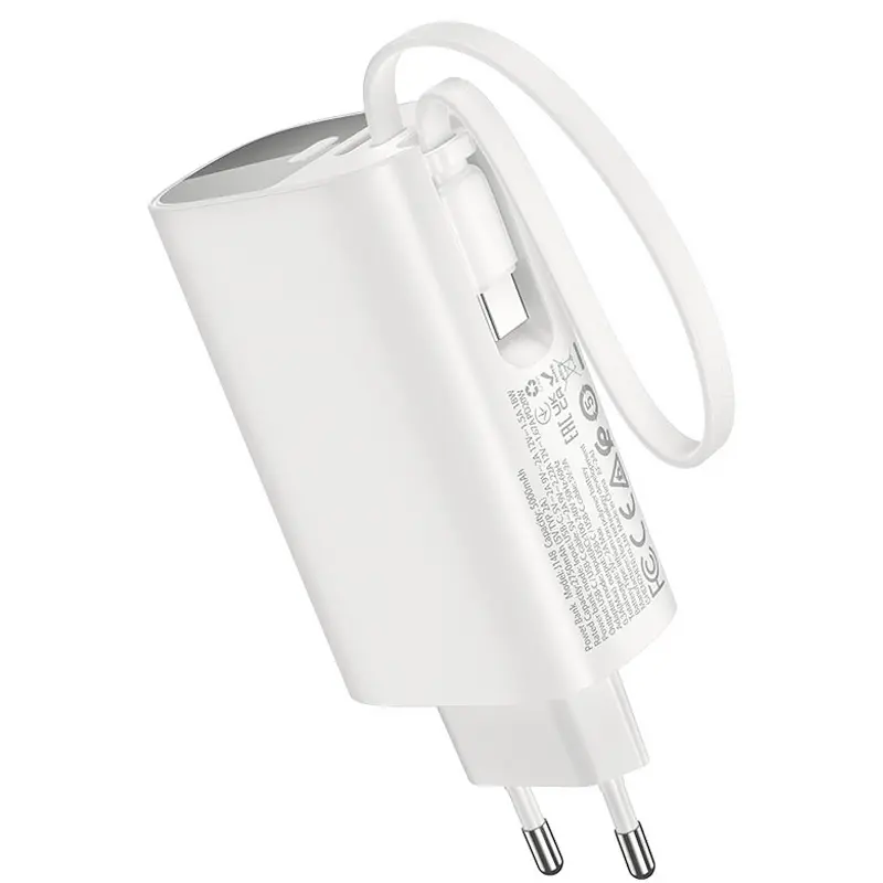 Портативное ЗУ Power Bank Hoco J148 Handy PD20W with cable 5000 mAh, White 1, купить оптом с доставкой
