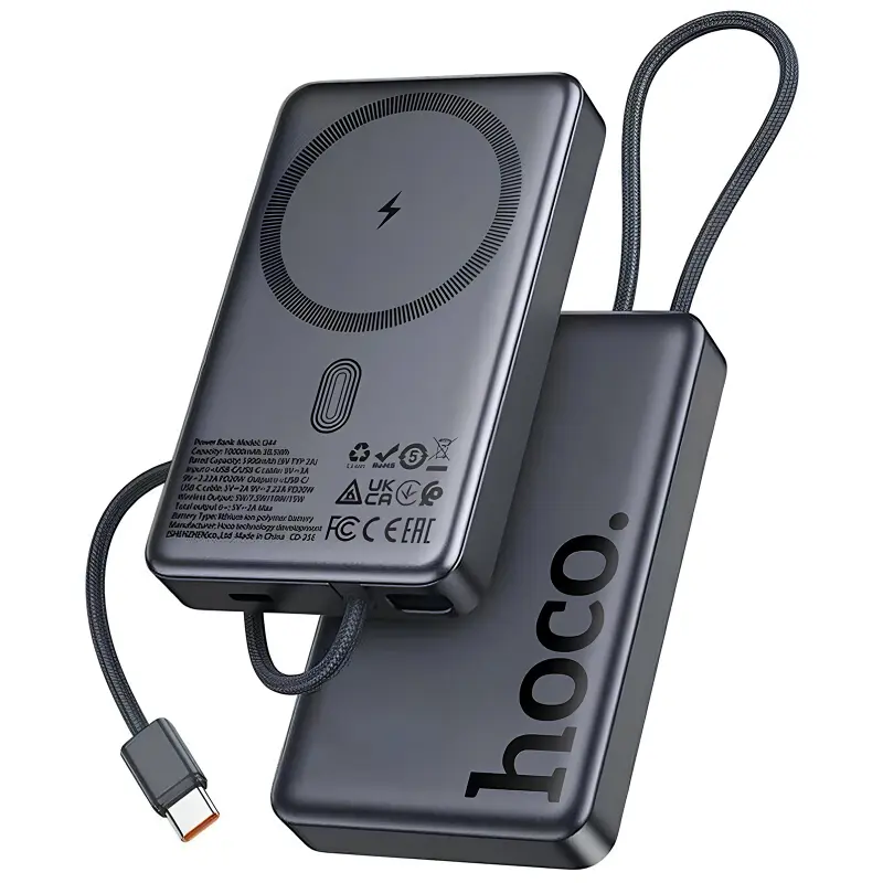 Портативное ЗУ Power Bank Hoco Q44 Origen PD45W с БЗУ with cable 10000 mAh, Metal gray, купить оптом с доставкой