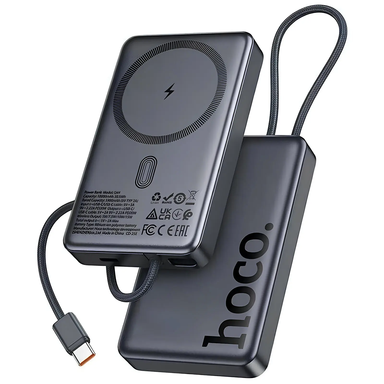 Портативное ЗУ Power Bank Hoco Q44 Origen PD45W с БЗУ with cable 10000 mAh, Metal gray, купить оптом с доставкой