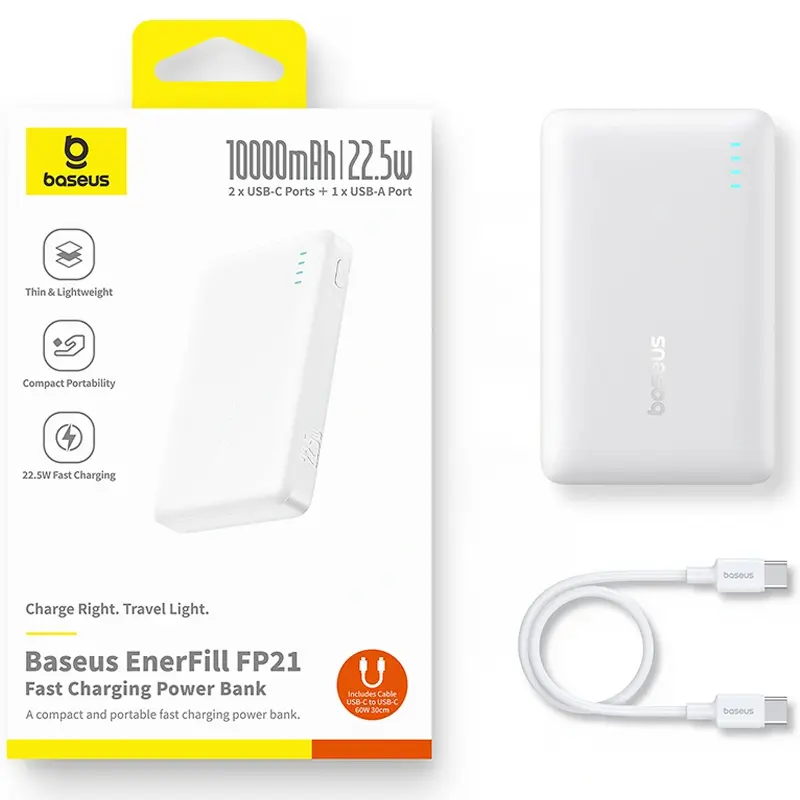 Портативное ЗУ Power Bank Baseus EnerFill FP21 22.5W 10000 mAh (P1008210D213), White 6, купить оптом с доставкой