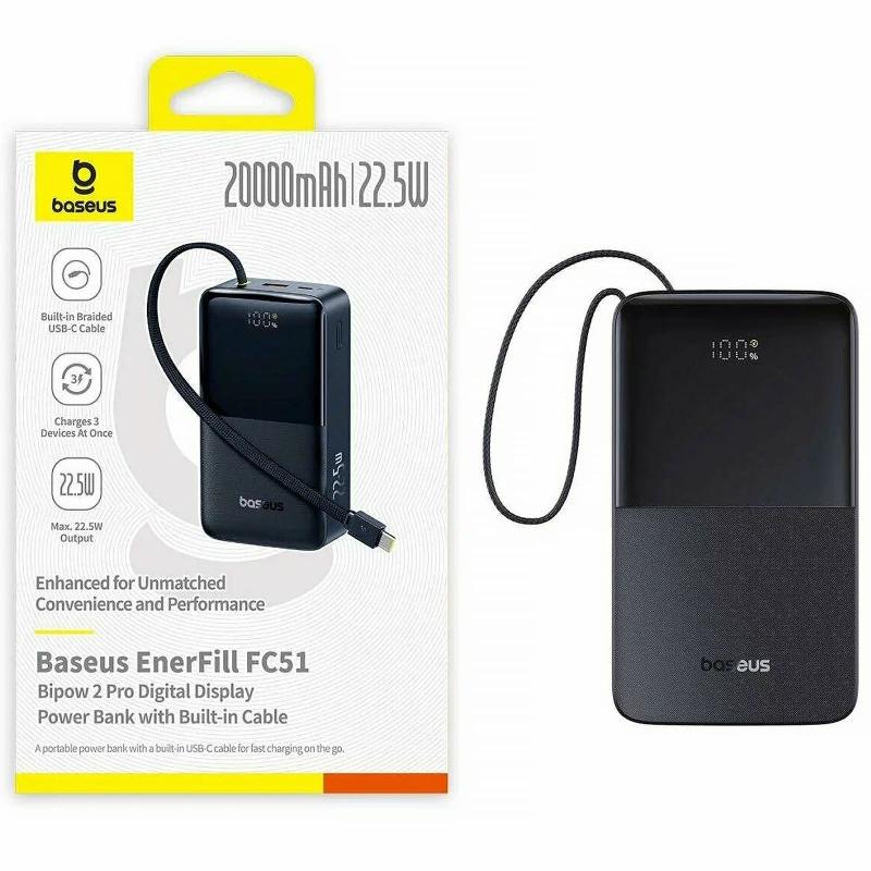 Портативний ЗП Power Bank Baseus EnerFill FC51 Bipow2 Pro 22.5W 20000 mAh (E00277) на малюнкі №3