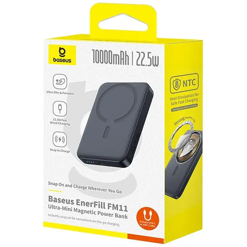 Портативное ЗУ Power Bank Baseus EnerFill FM11 Ultra-Mini 22.5W с БЗУ 10000mAh (PPFM11-1022), Black 4, купить оптом с доставкой