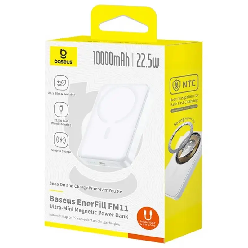 Портативное ЗУ Power Bank Baseus EnerFill FM11 Ultra-Mini 22.5W с БЗУ 10000mAh (PPFM11-1022), White 5, купить оптом с доставкой