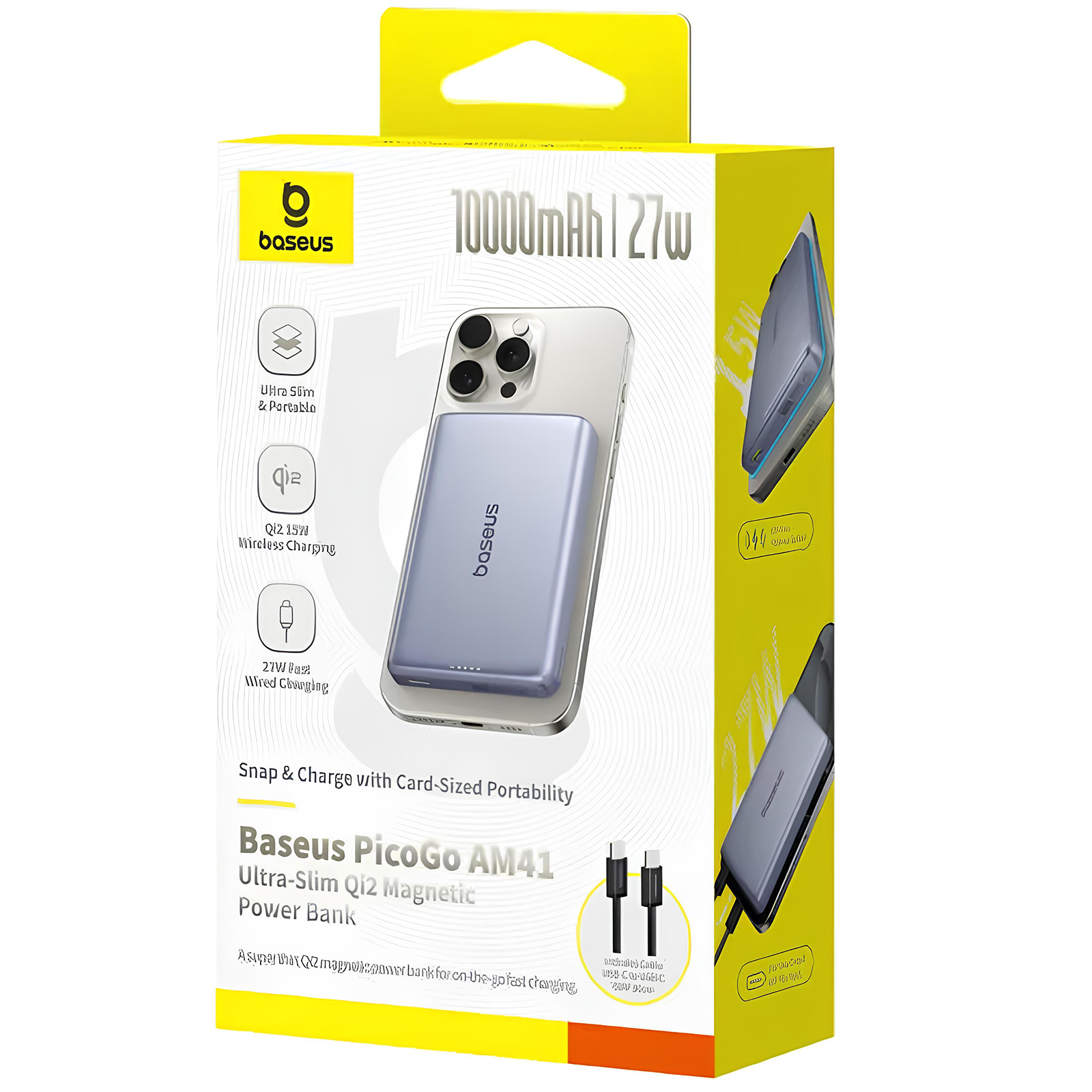 Портативний ЗП Power Bank Baseus PicoGo AM41 Ultra-Slim 27W c БЗП 10000 mAh (E0027200), Gray 2, купити оптом з доставкою