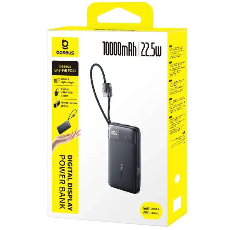 Портативное ЗУ Power Bank Baseus EnerFill FC11 PD22.5W with cable 10000 mAh (E0027R) на картинке №3