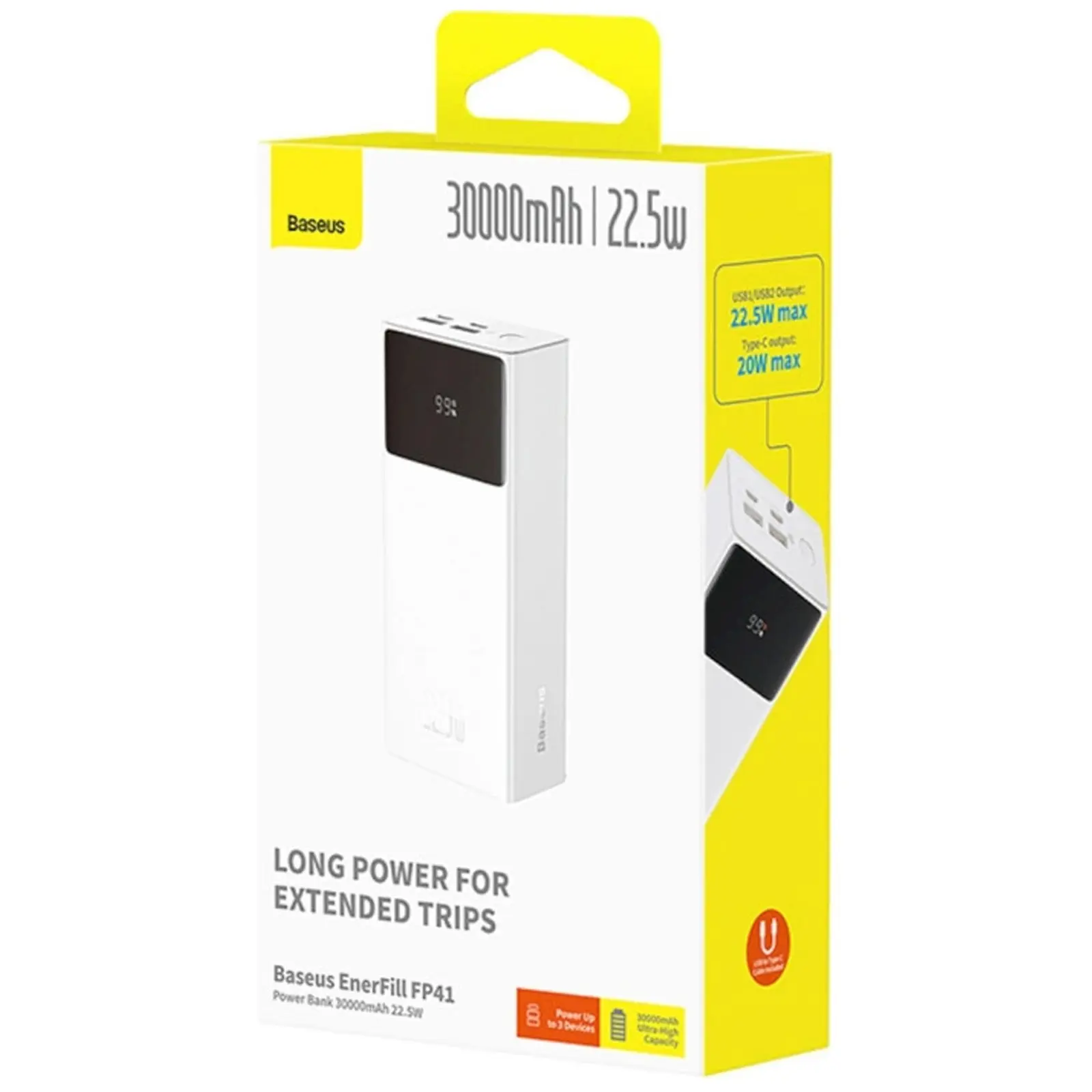 Портативное ЗУ Power Bank Baseus EnerFill FP41 PD22.5W 30000 mAh (E0027K), Moon White 2, купить оптом с доставкой