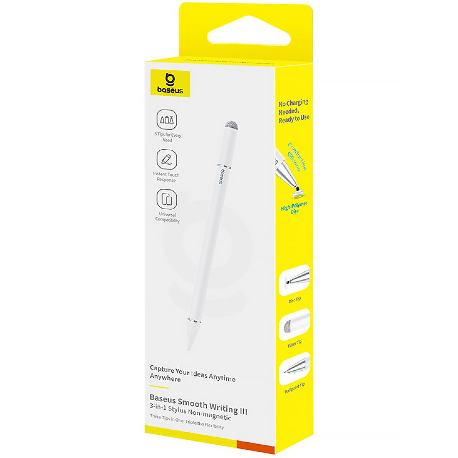 Стілус Baseus Smooth Writing III Series Passive Stylus Non-magnetic (P80080804213), Moon White 1, купити оптом з доставкою