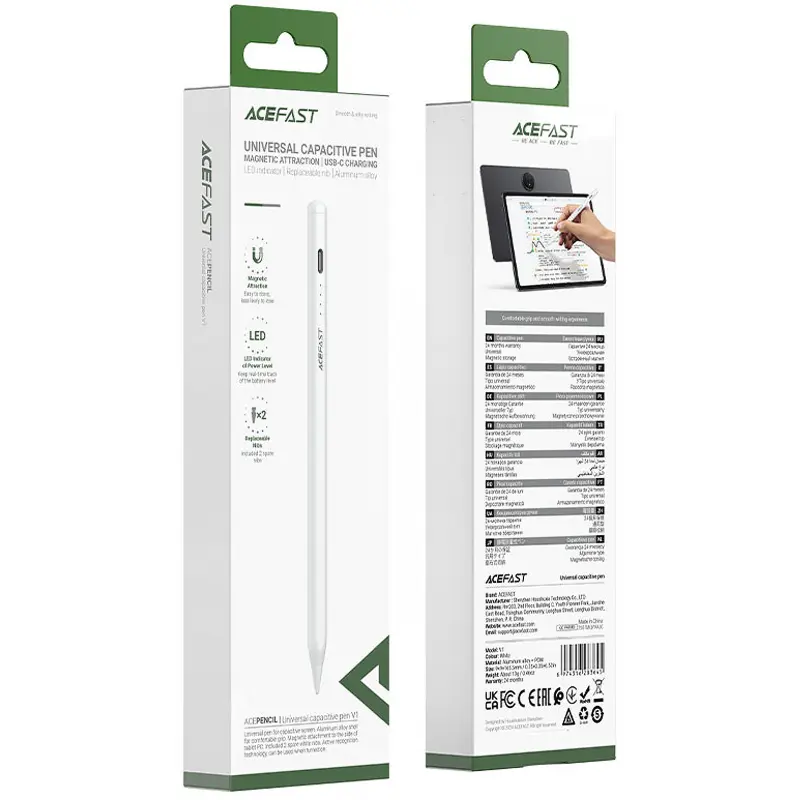 Стілус Acefast V1 Universal Capacitive Pen, White 3, купити оптом з доставкою