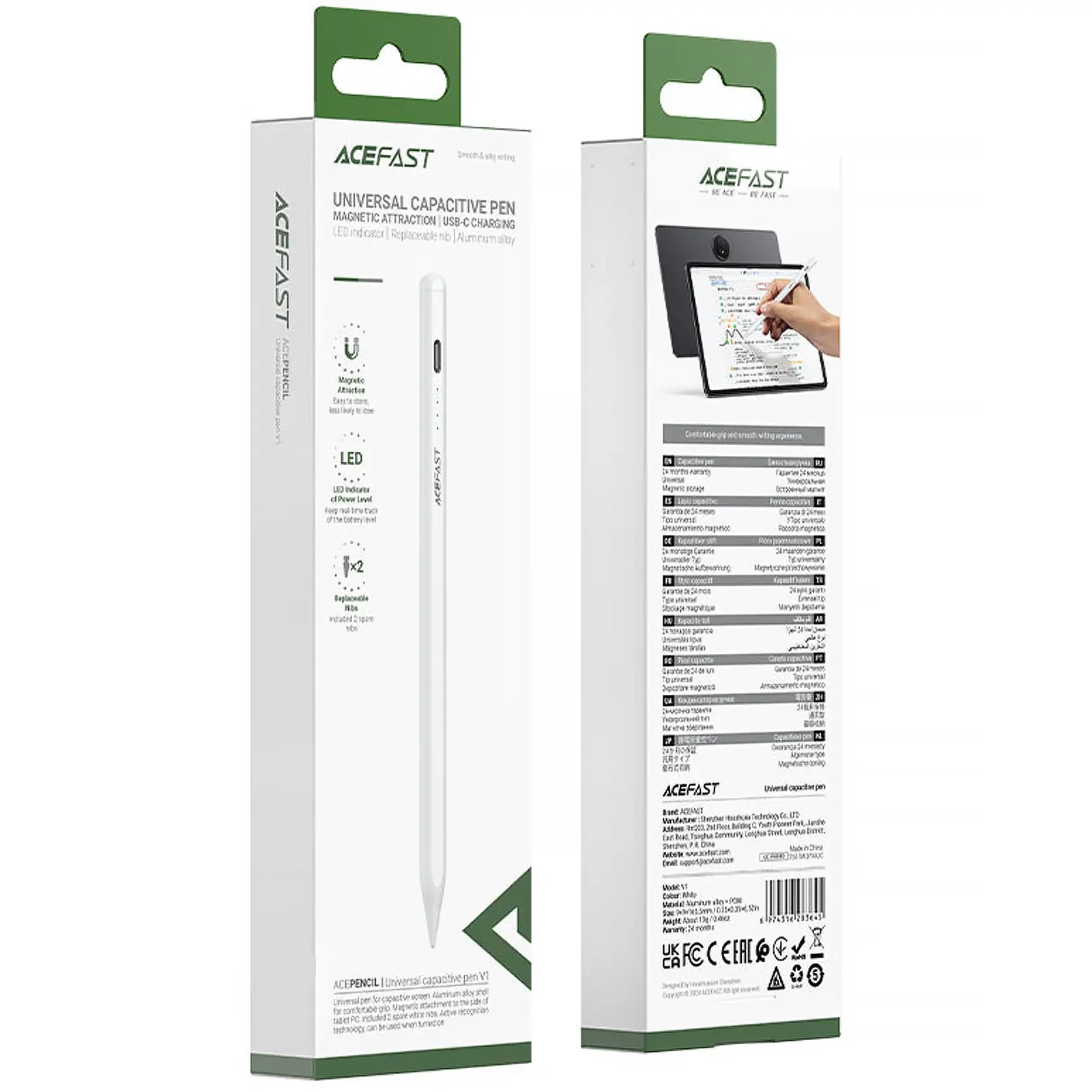Стілус Acefast V1 Universal Capacitive Pen, White 3, купити оптом з доставкою