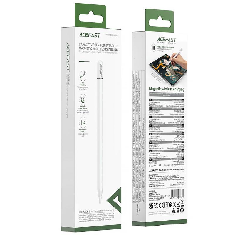 Стилус Acefast V3 Universal Capacitive Pen with wireless charging for iPad на малюнкі №6