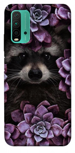 Чехол itsPrint Енот в цветах для Xiaomi Redmi Note 9 4G / Redmi 9 Power / Redmi 9T