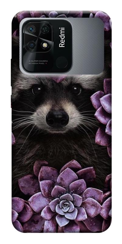Чехол itsPrint Енот в цветах для Xiaomi Redmi 10C, цветы, купить оптом с доставкой