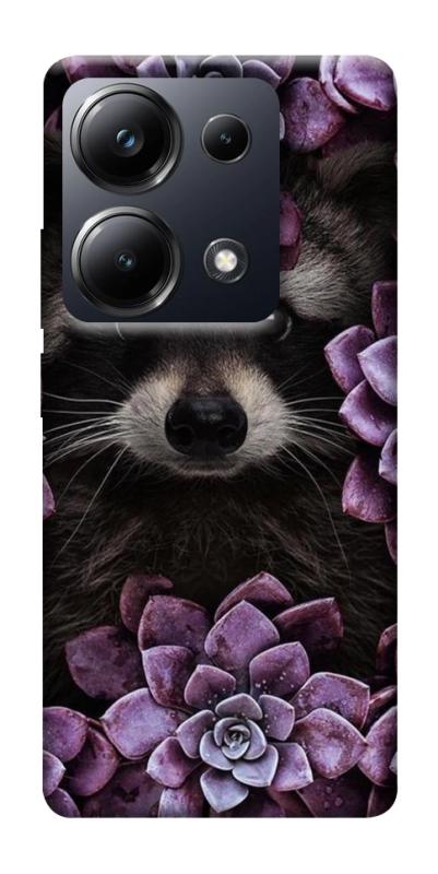 Чехол itsPrint Енот в цветах для Xiaomi Redmi 13 4G / Poco M6 4G, цветы, купить оптом с доставкой