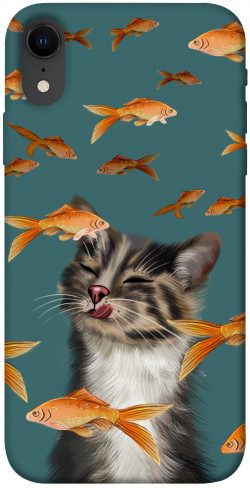 Чехол itsPrint Cat with fish для Apple iPhone XR (6.1")