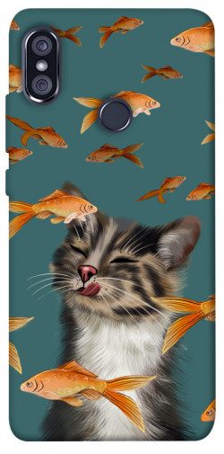 Чохол itsPrint Cat with fish для Xiaomi Redmi Note 5 Pro / Note 5 (AI Dual Camera)