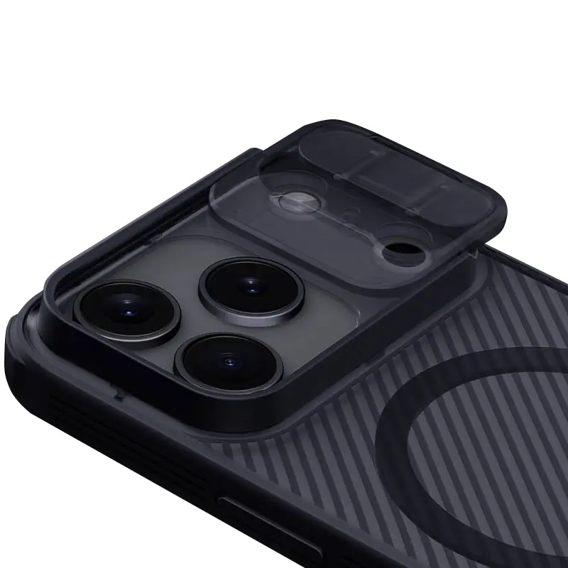 Карбоновая накладка Nillkin CamShield Pro Magnetic для Apple iPhone 17 Pro (6.3"), Transparent black 3, Пластик, купить оптом с доставкой