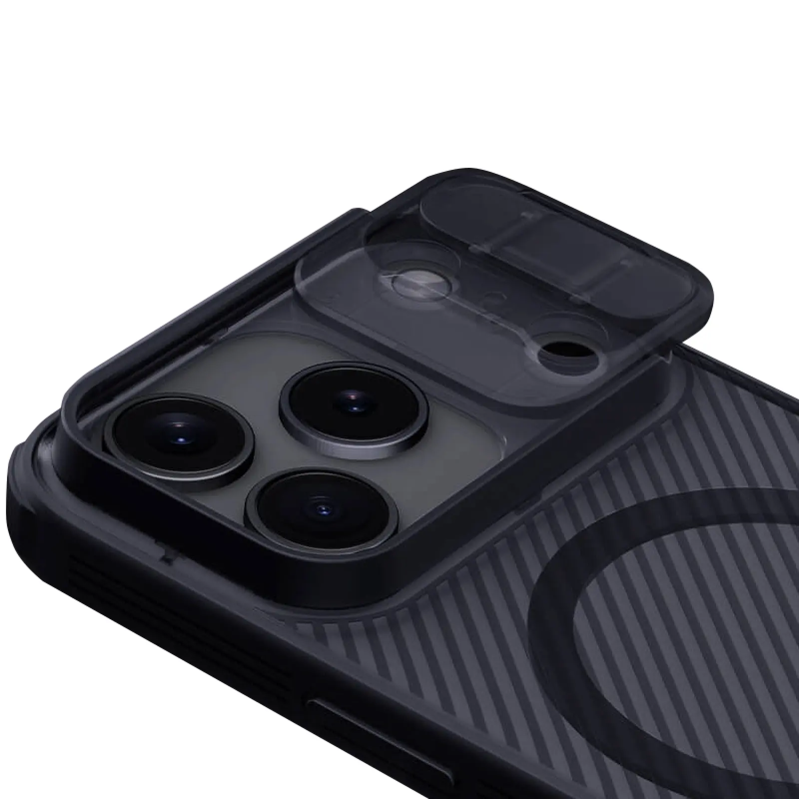 Карбоновая накладка Nillkin CamShield Pro Magnetic для Apple iPhone 17 Pro (6.3"), Transparent black 3, Пластик, купить оптом с доставкой