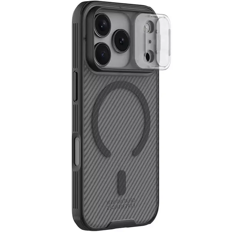 Карбоновая накладка Nillkin CamShield Pro Magnetic для Apple iPhone 17 Pro Max (6.9"), Transparent black, Пластик, купить оптом с доставкой
