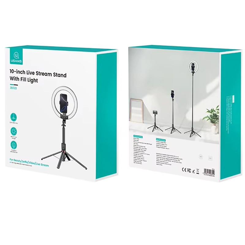 Кільцева LED-лампа для селфі Usams US-ZB323 10-inch Fill Light 1200mAh на малюнкі №6