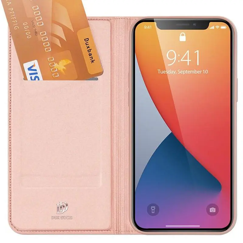Чехол-книжка Dux Ducis с карманом для визиток для Apple iPhone 14 Pro Max (6.7"), Rose Gold 2, Искусственная кожа, купить оптом с доставкой