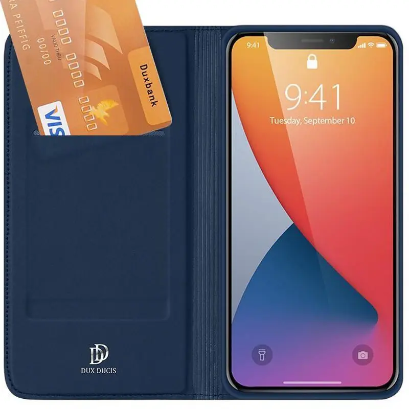 Чехол-книжка Dux Ducis с карманом для визиток для Apple iPhone 14 Pro Max (6.7"), Синий 4, Искусственная кожа, купить оптом с доставкой