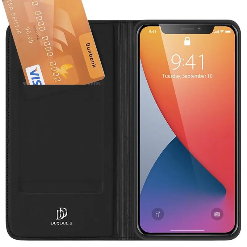 Чохол-книжка Dux Ducis з кишенею для візиток для Apple iPhone 14 / 13 (6.1"), Чорний 6, Штучна шкіра, купити оптом з доставкою
