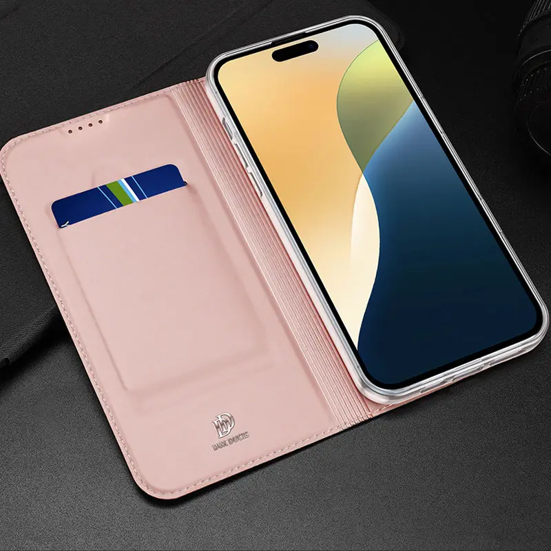 Чехол-книжка Dux Ducis с карманом для визиток для Apple iPhone 16 (6.1"), Rose Gold 5, Искусственная кожа, купить оптом с доставкой