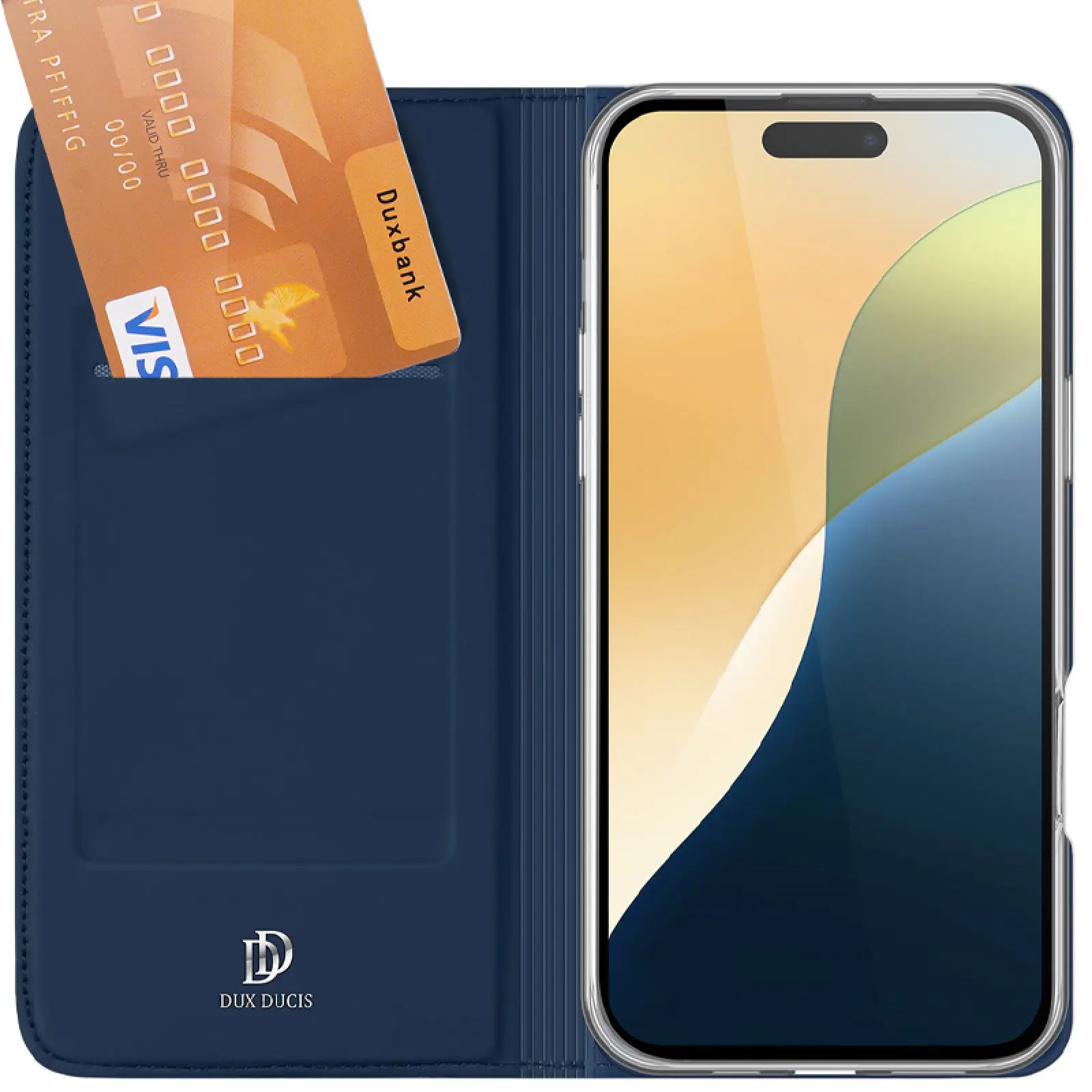 Чехол-книжка Dux Ducis с карманом для визиток для Apple iPhone 16 (6.1"), Синий 1, Искусственная кожа, купить оптом с доставкой