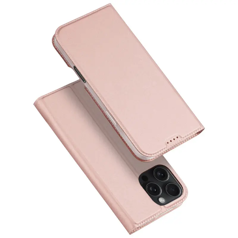 Чехол-книжка Dux Ducis с карманом для визиток для Apple iPhone 16 Pro (6.3"), Rose Gold, Искусственная кожа, купить оптом с доставкой